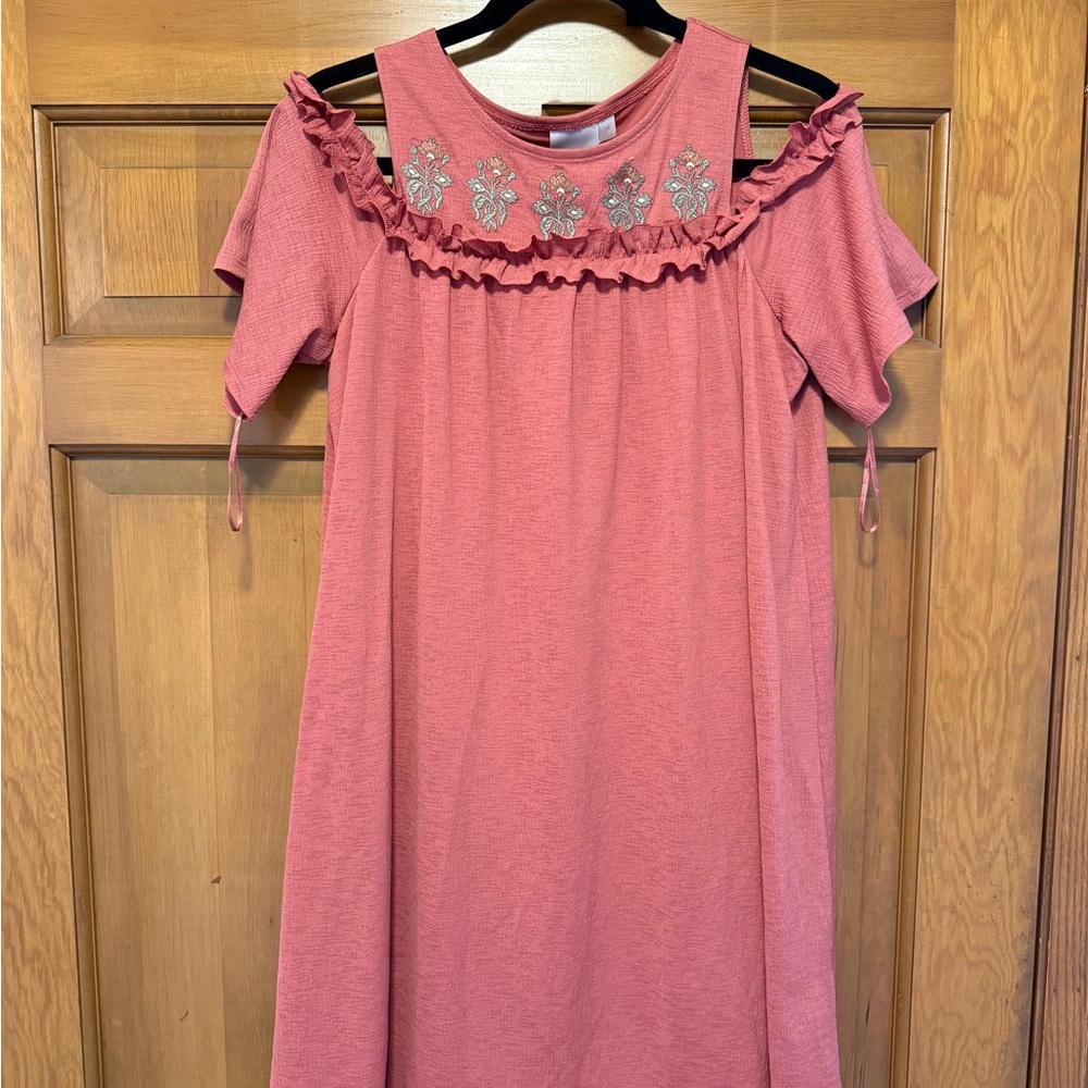 LC Lauren Conrad Pink Asymmetrical Sundress with Flutter Sleeves